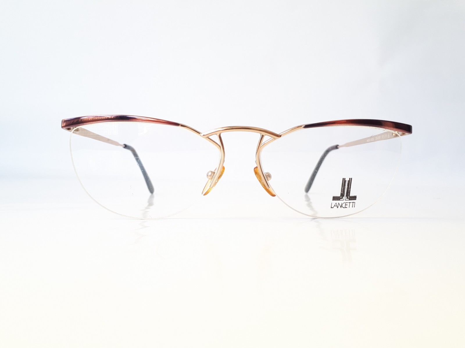 Lancetti Eyeglasses gold mauve oval women men vintage halfrim metal mod.4032 NOS Lancetti Eyeglasses gold mauve oval women men vintage halfrim metal mod.4032 NOS