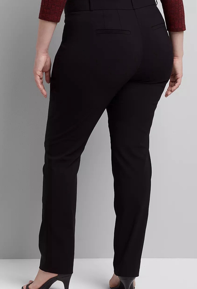 Lane Bryant Allie Straight Leg Pants 28R Black Career Wear Work Pants Stretchy