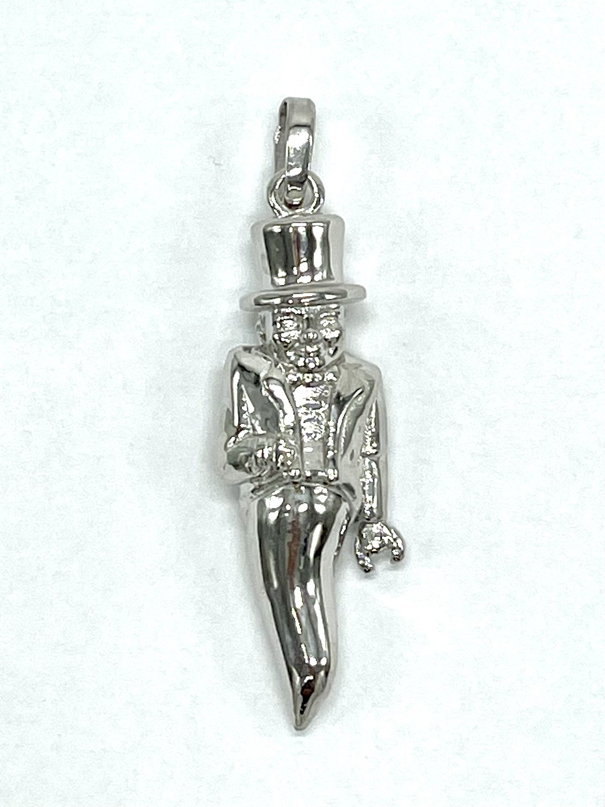 Large Corno Gobbo Italian Horn Pendant Solid 925 Sterling Silver Good Luck 23g