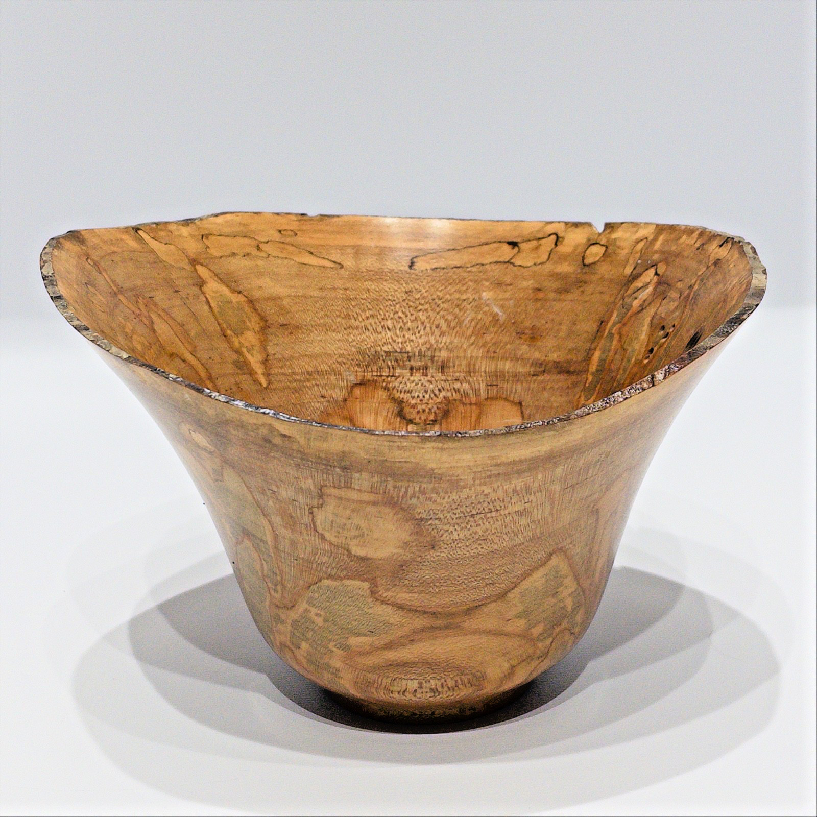 Vintage Jon Frey Hand Turned Ambrosia Maple Wooden Bowl Vessel Rustic 7\
