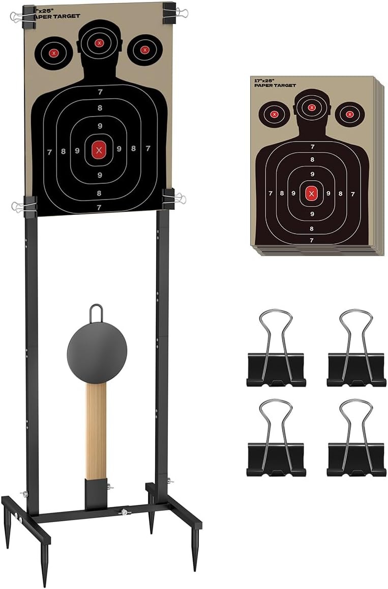 2-in-1 Shooting Target Stand with 10-17x25 Paper Targets 2-in-1 Shooting Target Stand with 10-17x25 Paper Targets