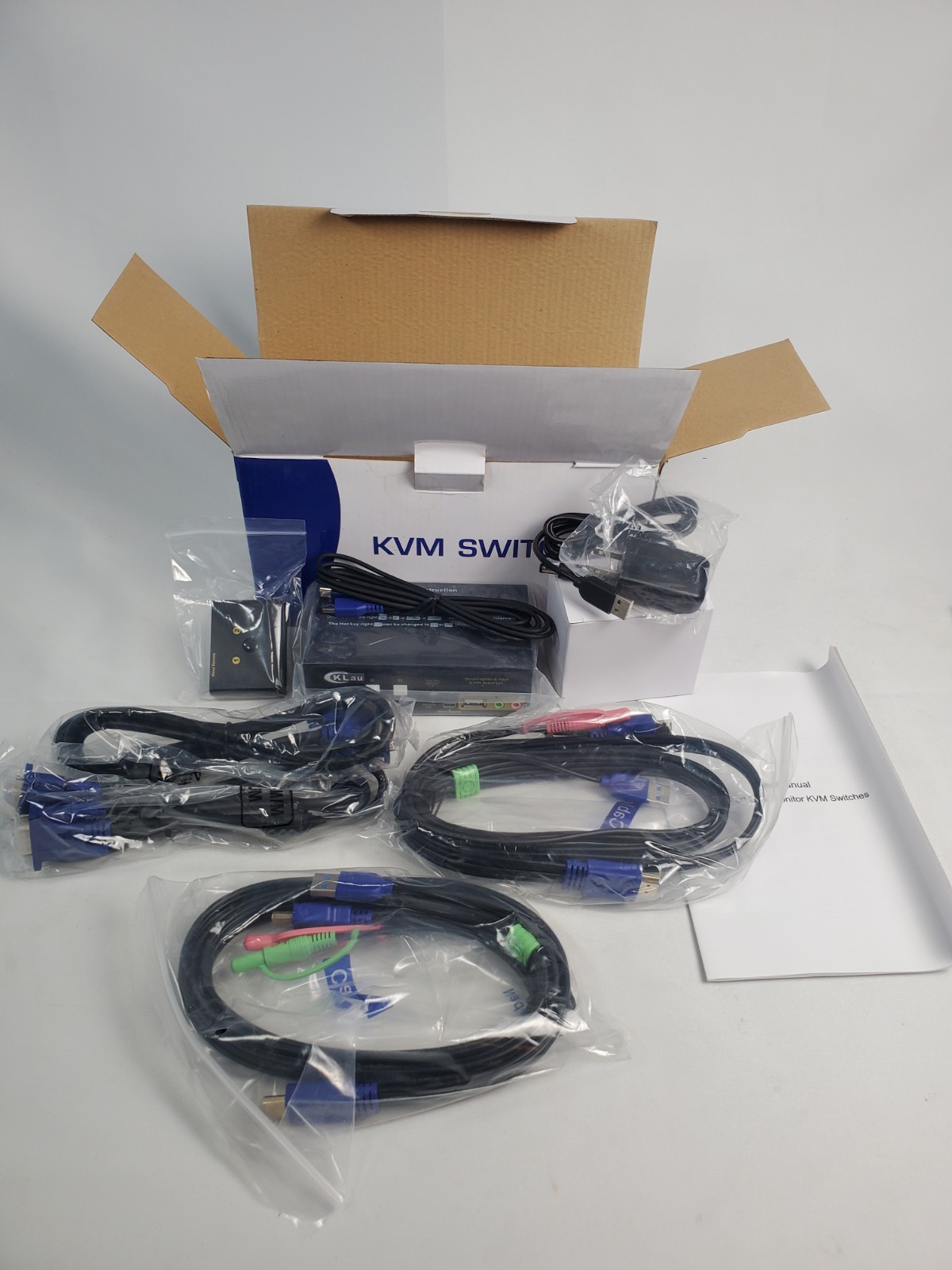 CKLau 922HV 2-Port HDMI + VGA KVM Switch with Cables In Box