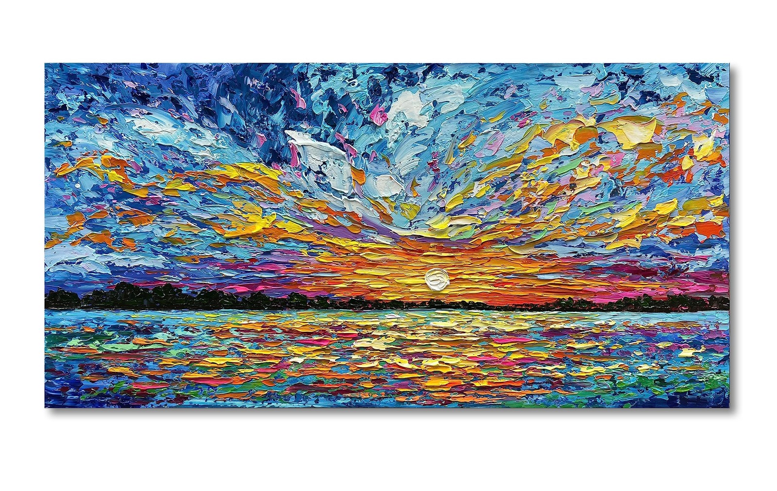 Limiyer Art Hand-painted Sea Sunrise landscape Modern Abstract Oil painting L...
