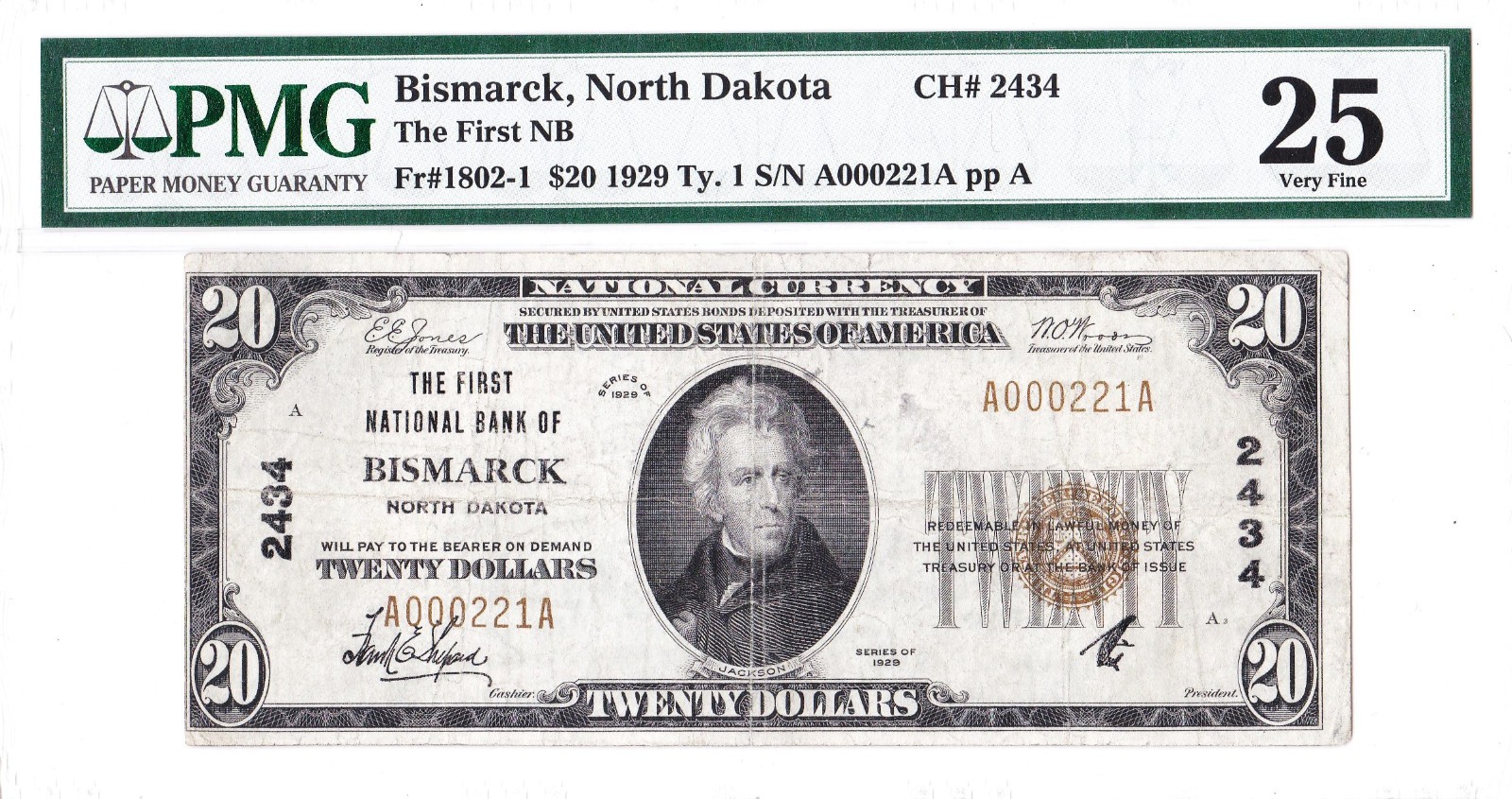 $20 1929 T1 National BISMARCK North Dakota ND πΊπΈ PMG 25 Very Fine πΊπΈ $20 1929 T1 National BISMARCK North Dakota ND πΊπΈ PMG 25 Very Fine πΊπΈ