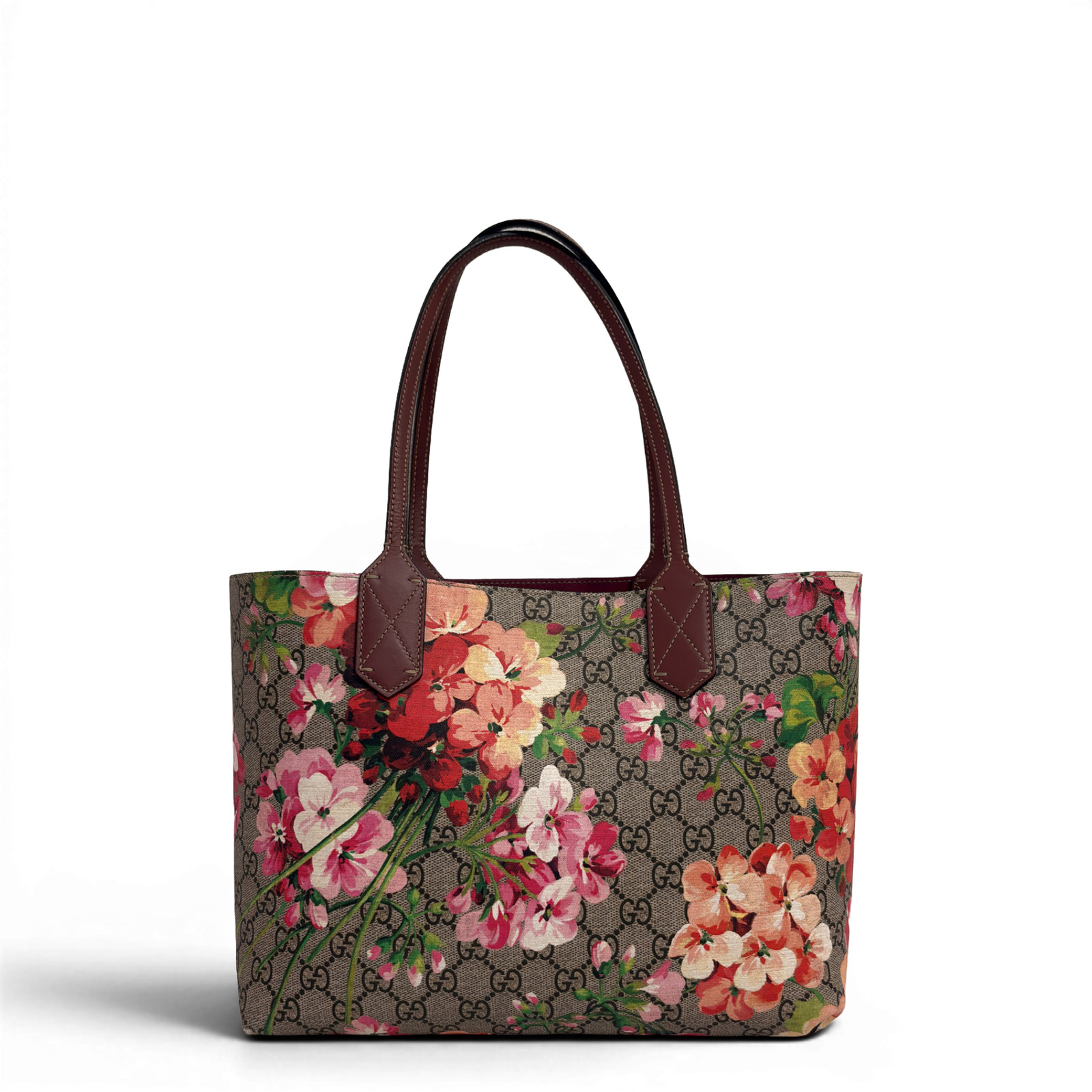 GUCCI GG Supreme Monogram Blooms Reversible Tote Bag Multicolor