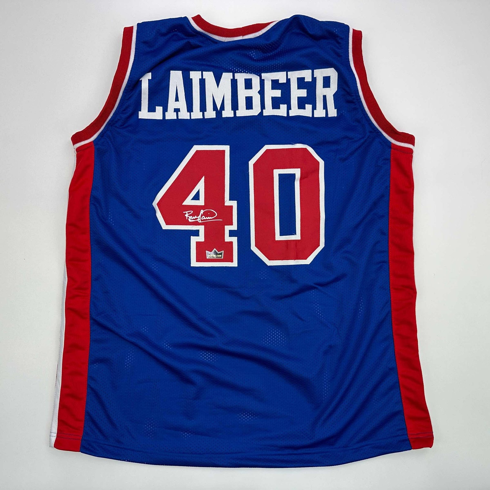 Facsimile Autographed Bill Laimbeer Detroit Blue Jersey Size Men\'s XL