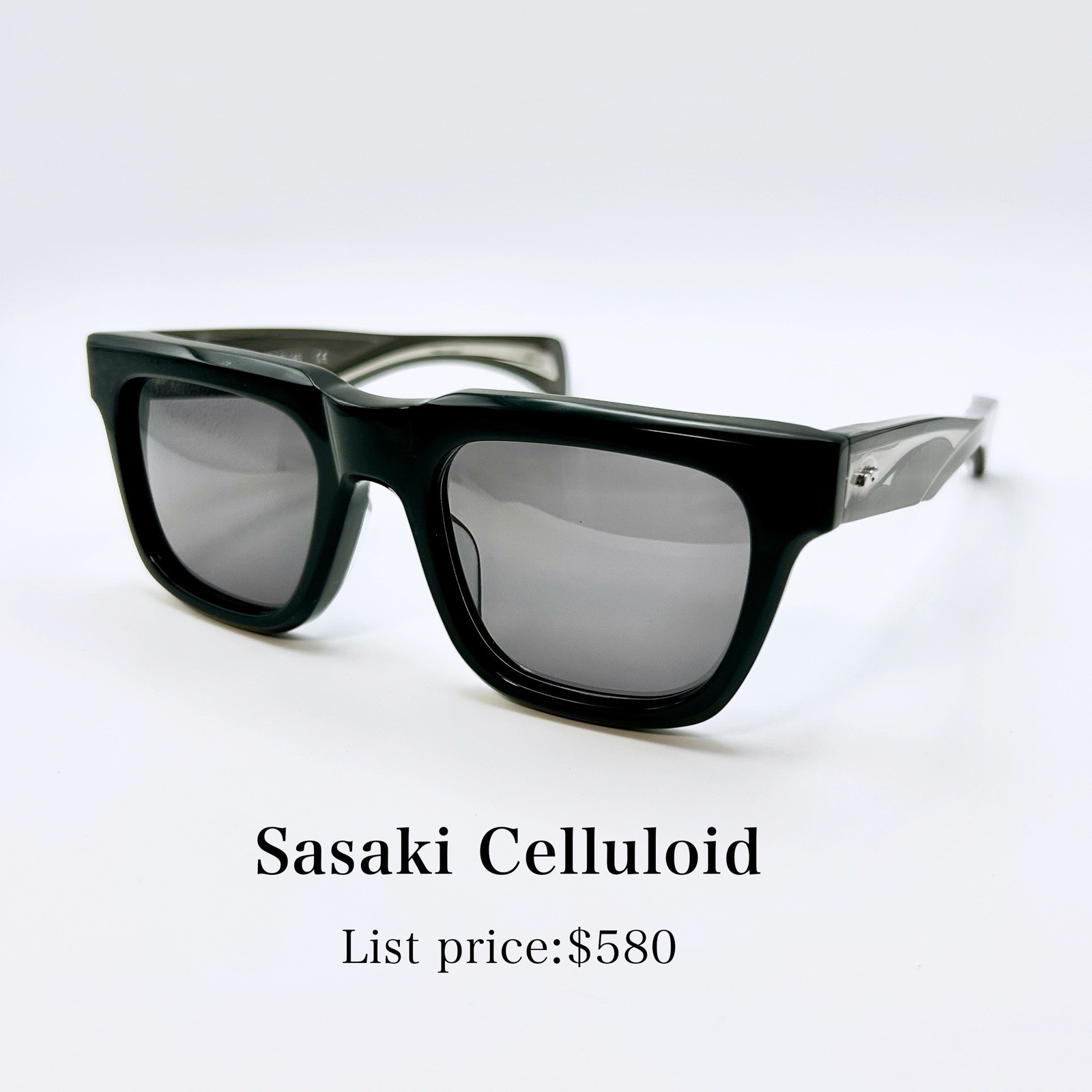 please offer  Sasaki Celluloid KAZUMA Black Sunglasses Grey Lens Japan Mint