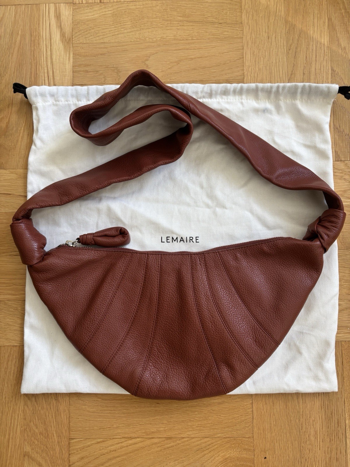 Lemaire Small Croissant Bag Brick Red Brown Soft Grained Leather Lemaire Small Croissant Bag Brick Red Brown Soft Grained Leather