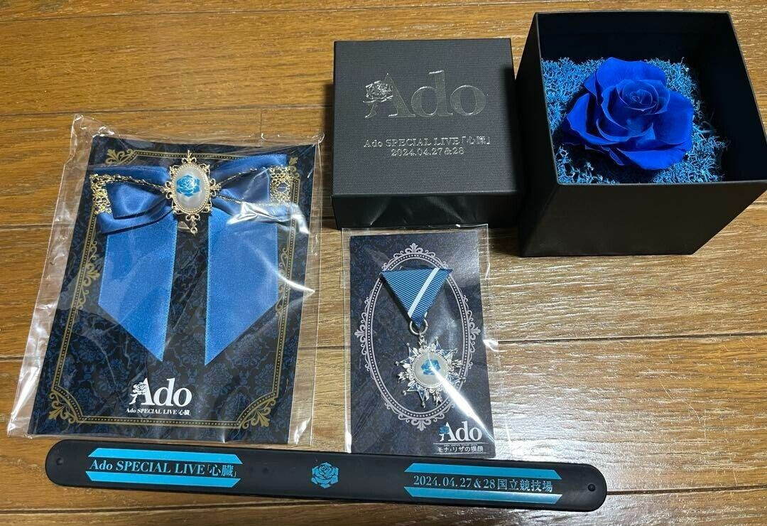 Ado Blue Rose Preserved Flower & Brooch 2types Set w/wristband VIP Limited