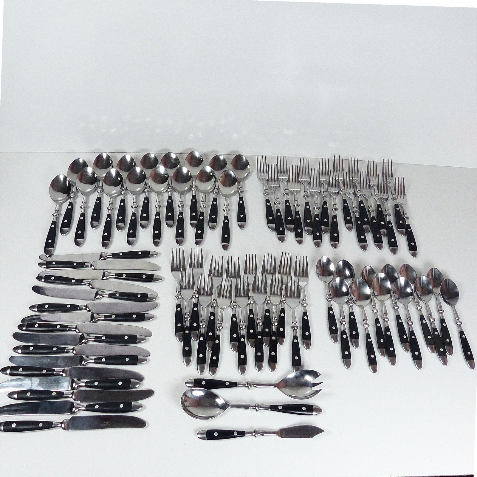 78 Pc. Williams Sonoma CAFE BLACK (Bistro Design) Stainless Flatware and Serving