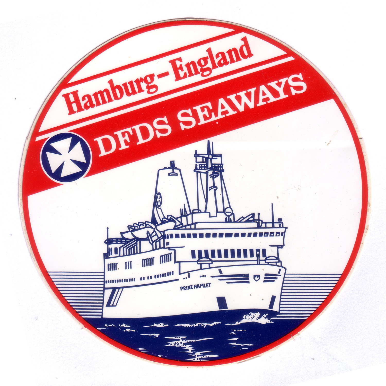DFDS SEAWAYS FERRY STICKER - HAMBURG - ENGLAND
