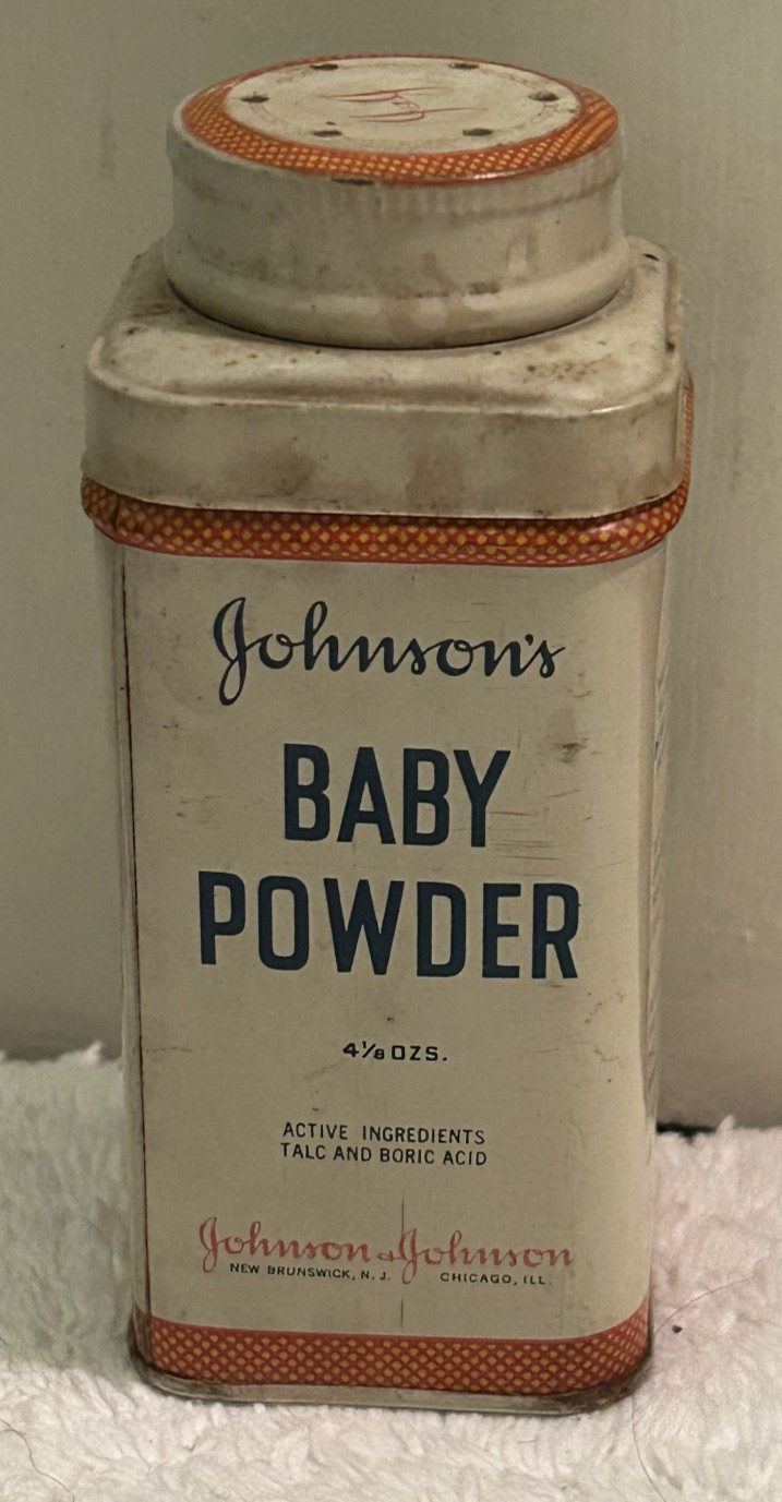 Vintage Antique Johnson's Baby Powder Tin 4oz 1950s Johnson & Johnson MCM Prop