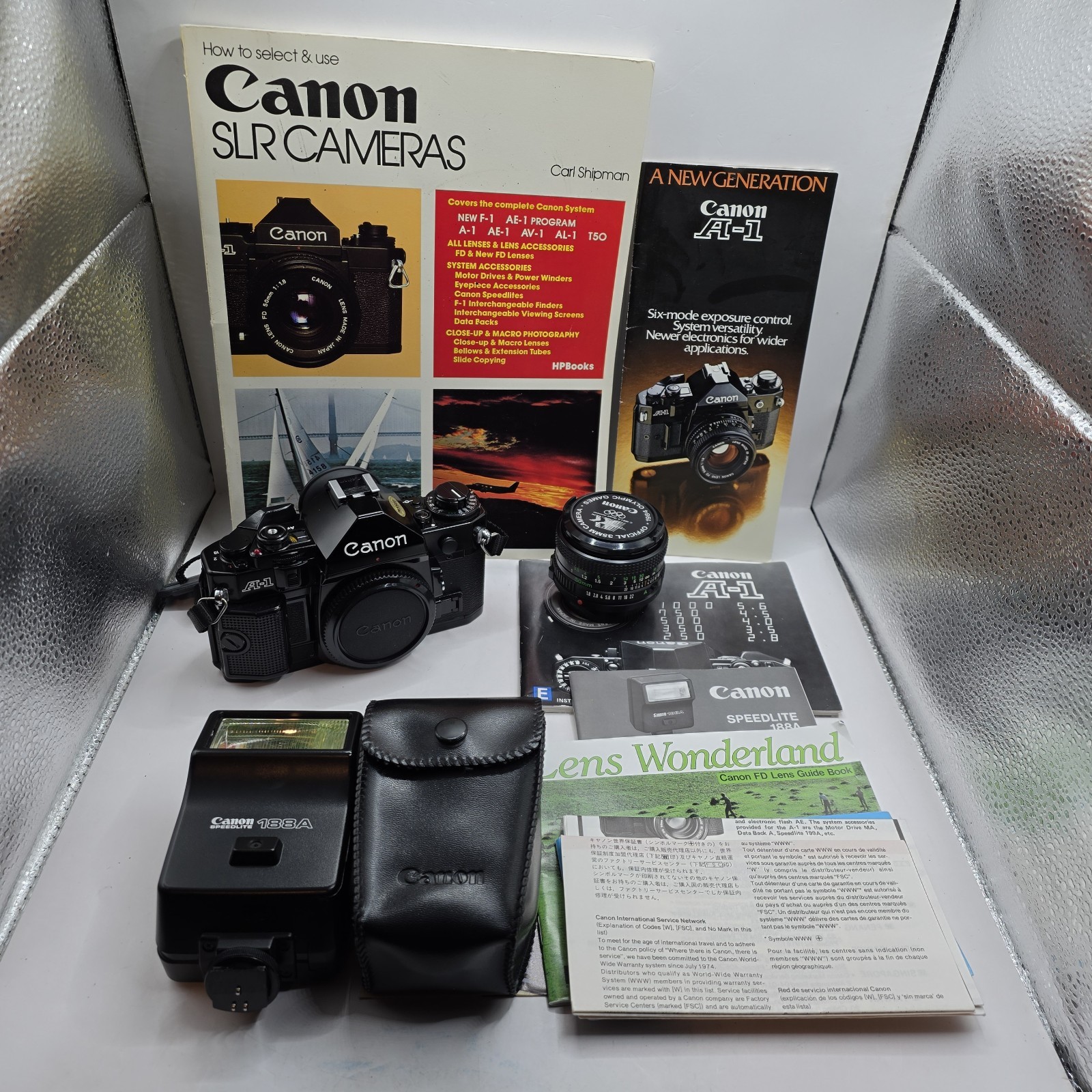 *Mint* Canon A-1 With Canon FD 50mm F1.8, Speedlight 188A, And Manuals *Mint* Canon A-1 With Canon FD 50mm F1.8, Speedlight 188A, And Manuals