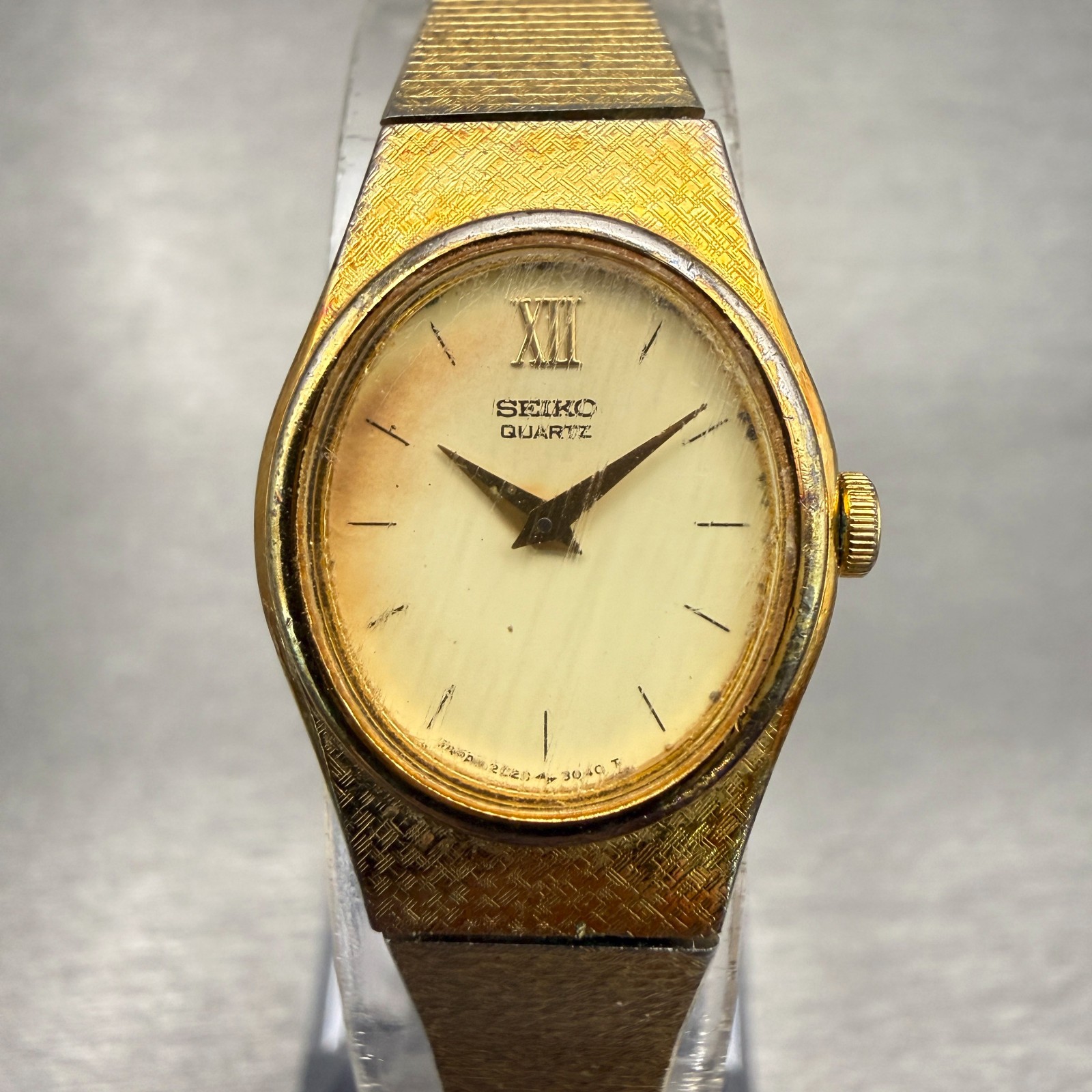 Seiko Watch Women 17mm Champagne Dial Gold Tone Oval 2C20-6470 New Battery VTG Seiko Watch Women 17mm Champagne Dial Gold Tone Oval 2C20-6470 New Battery VTG