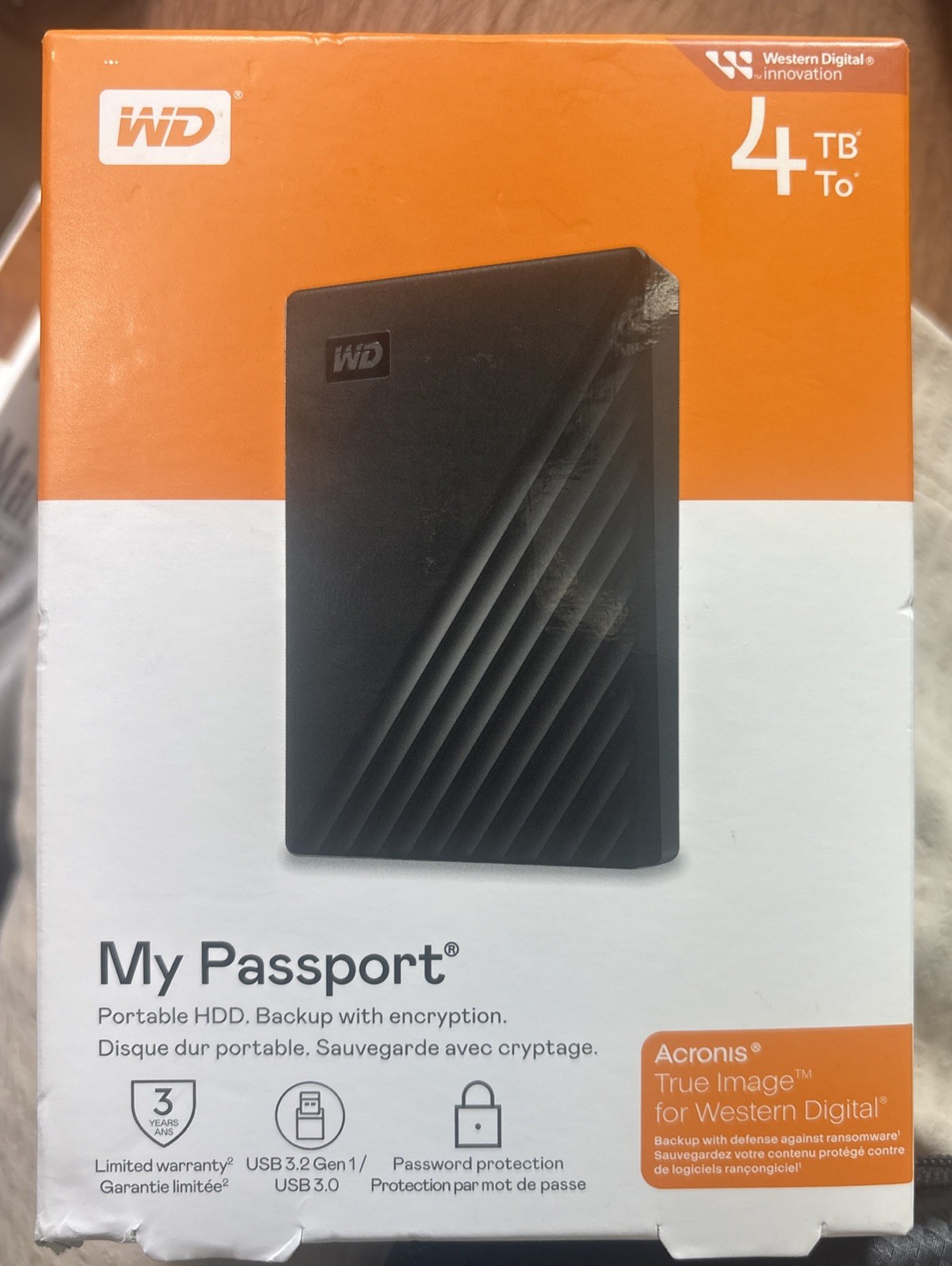 WD My Passport (4TB) External Hard Drive - (WDBPKJ0040BBK-WESN) - Black - Sealed WD My Passport (4TB) External Hard Drive - (WDBPKJ0040BBK-WESN) - Black - Sealed