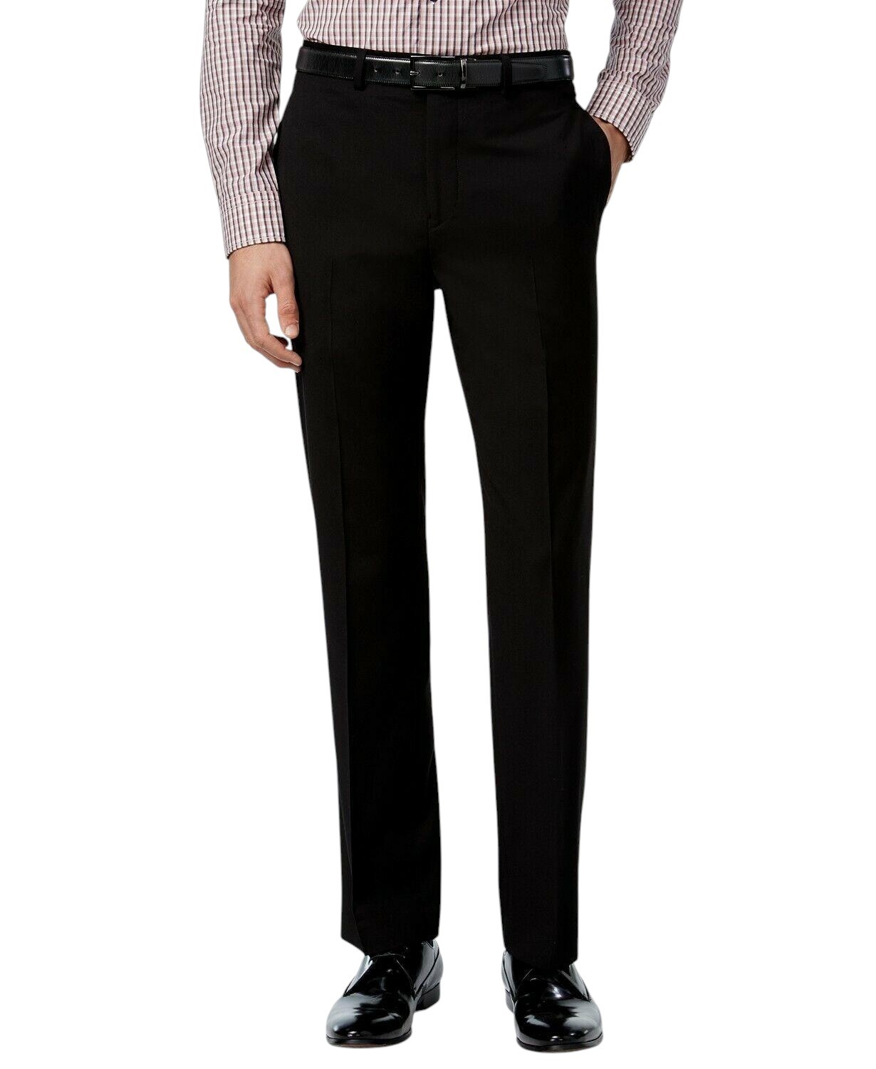 Calvin Klein Mens Slim fit Dress Pants 33 / 30 Black Solid Stretch