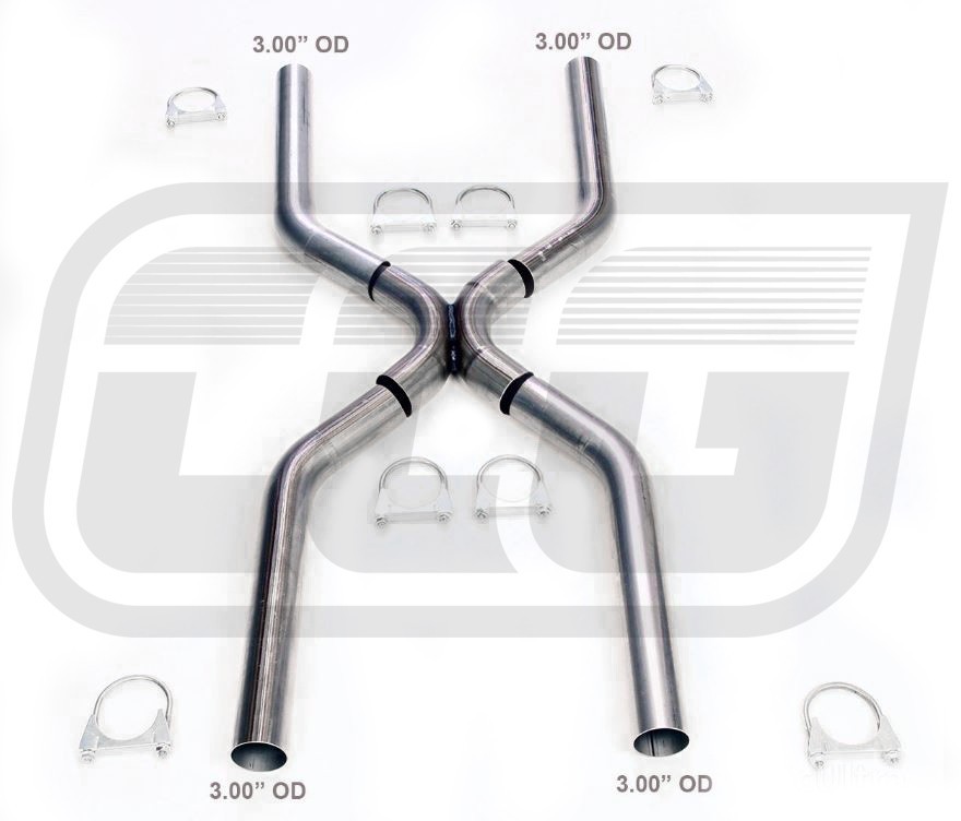 Stainless Steel SS409 Universal Crossover X-Pipe Exhaust System 3\
