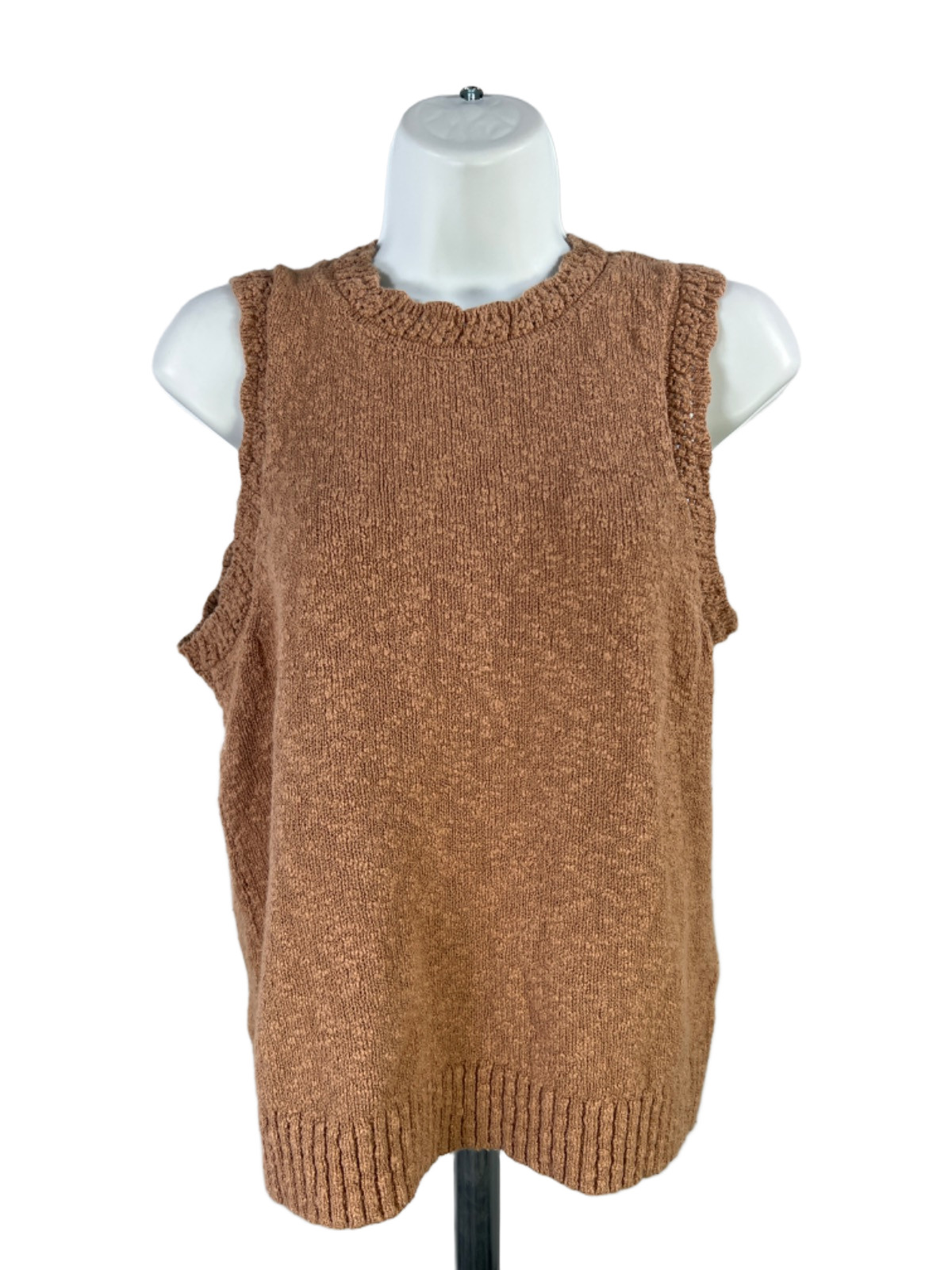 J.Crew Women\'s Brown Slub Sleeveless Sweater Tank Top - L