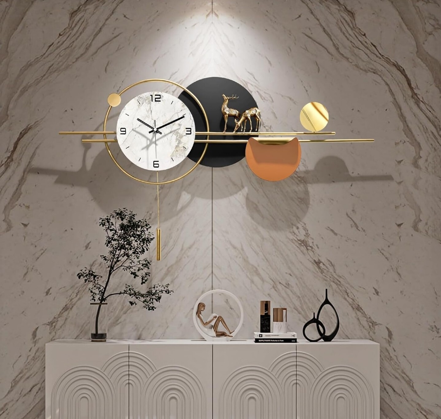 HEBOIX Large Wall Clocks for Living Room Decor Modern Silent Wall Clock 