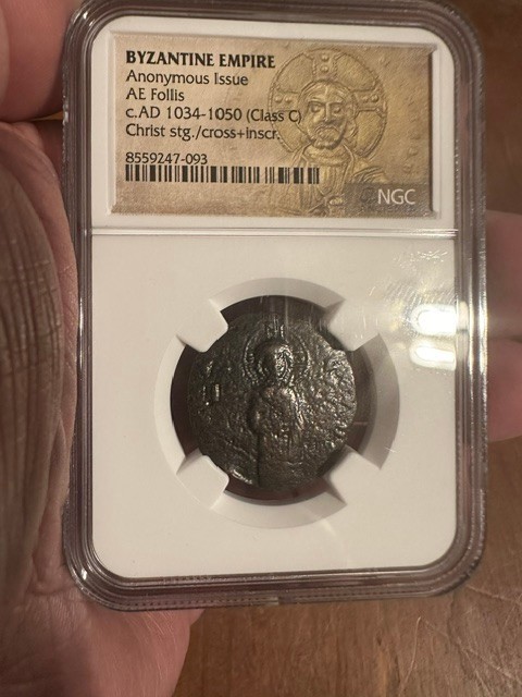 Byzantine CLASS C Anonymous Christ Follis AD 1034 - 1050 Christ Stnd NGC Genuine