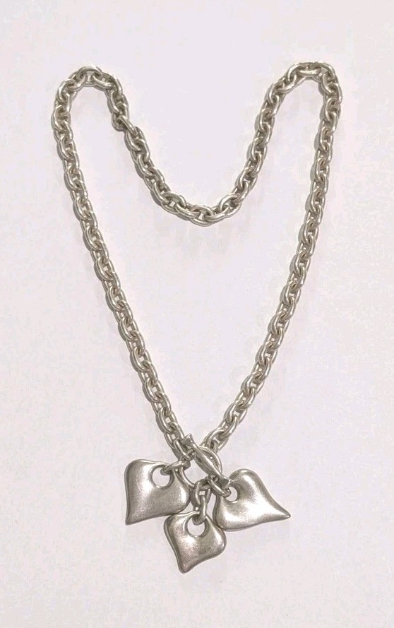 Vtg RLM Robert Lee Morris Sterling Silver Hearts Toggle 16\