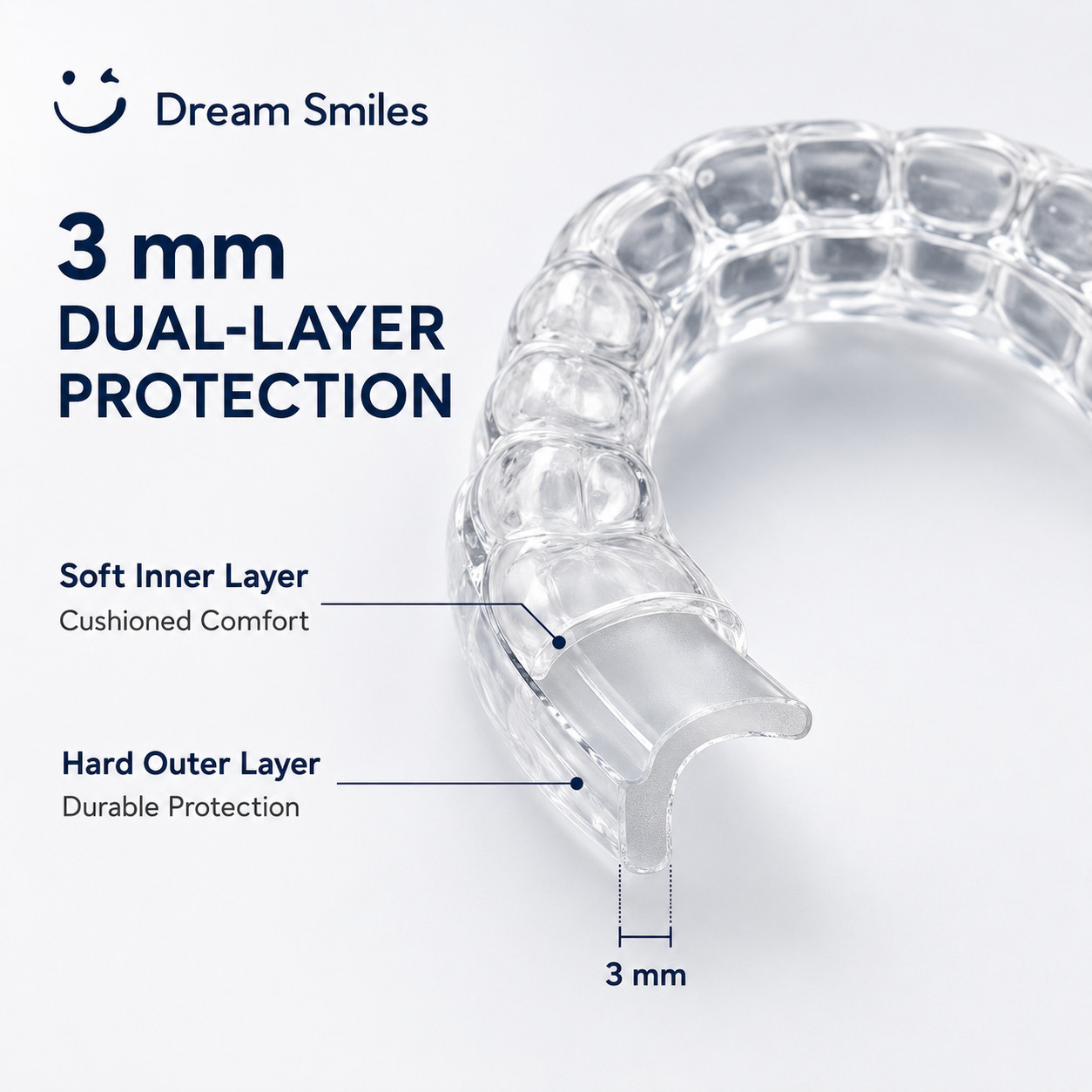 Dream Smiles Custom Made NIghtguard for Teeth – 3mm Outer Hard Inner Soft