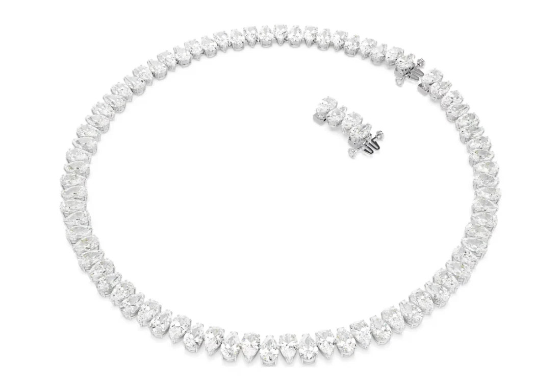 Swarovski Matrix Tennis necklace Pear cut, White, Rhodium plated Swarovski Matrix Tennis necklace Pear cut, White, Rhodium plated