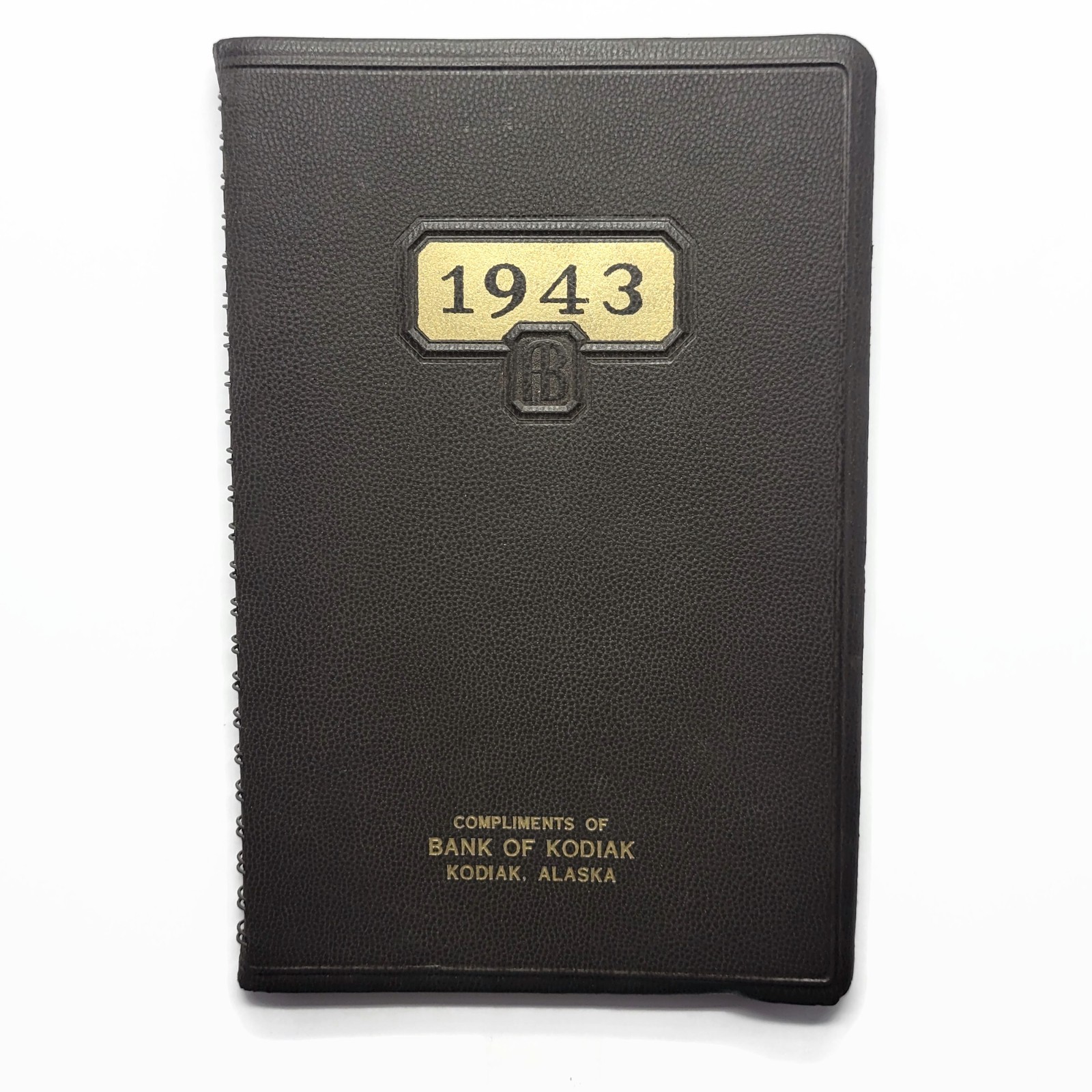 Vintage 1943 Bank Of Kodiak Alaska WWII Era Pocket Planner Day Book Mostly Blank