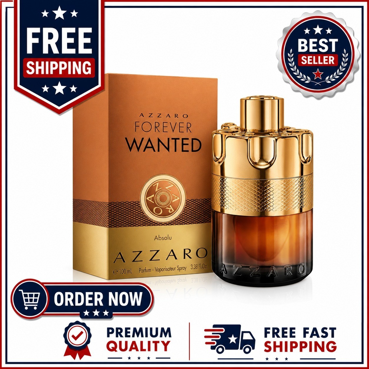 Azzaro Forever Wanted Absolu EDP Men 100ml 3.38oz New Sealed Box