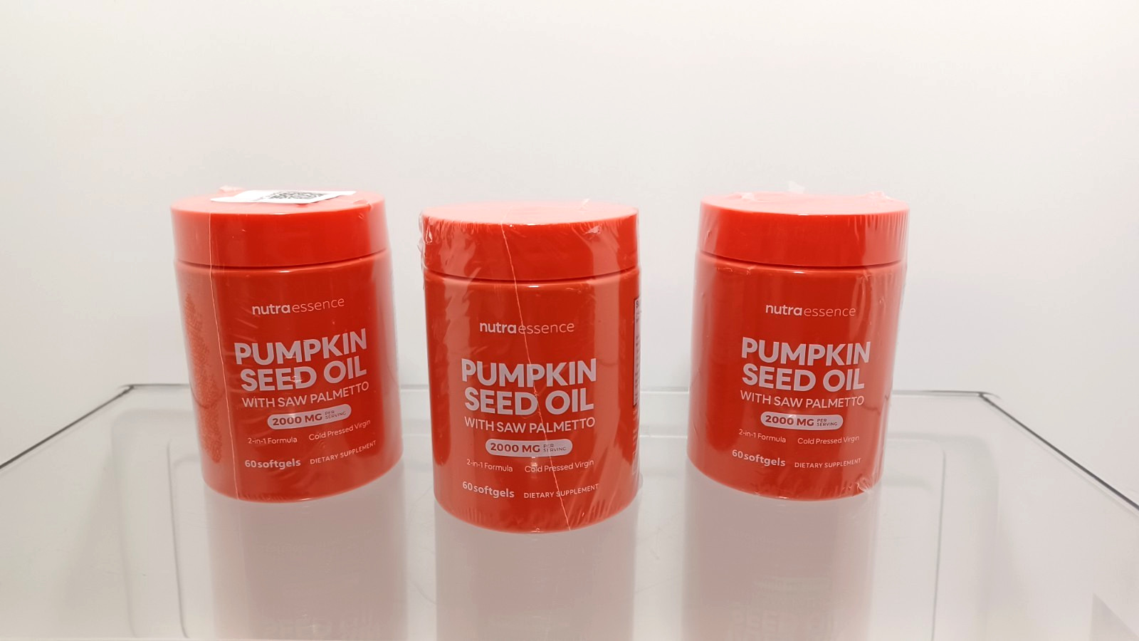 NEW SEALED Three Nutraessence Pumpkin Seed Oil (60 soft gels ea) w/Saw Palmetto NEW SEALED Three Nutraessence Pumpkin Seed Oil (60 soft gels ea) w/Saw Palmetto