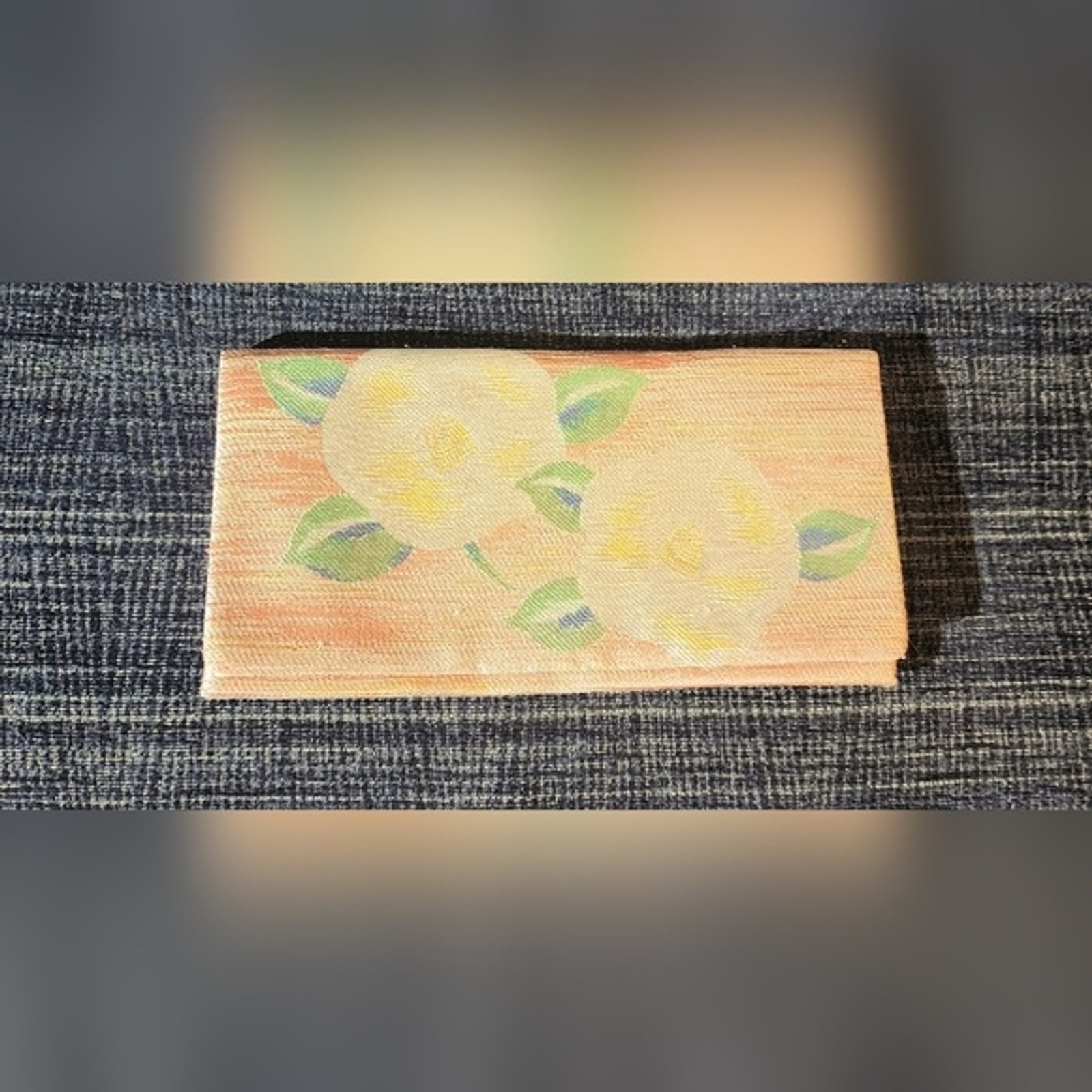 Vintage Shiseido Pink Chirimen Silk Crepe Camellia Tsubaki Folding Long Wallet