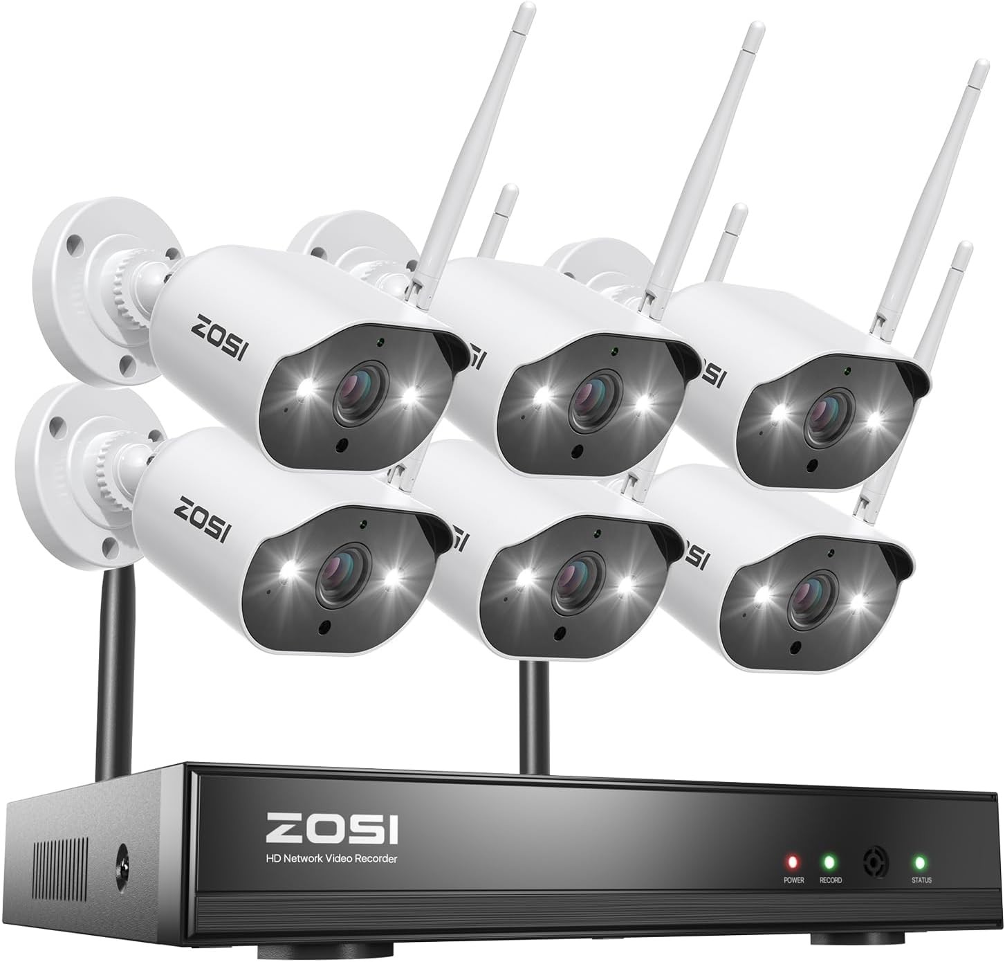 ZOSI 8CH 3MP 6 Camera WiFi Security Camera System No HDD Two-Way Audio AI Detect