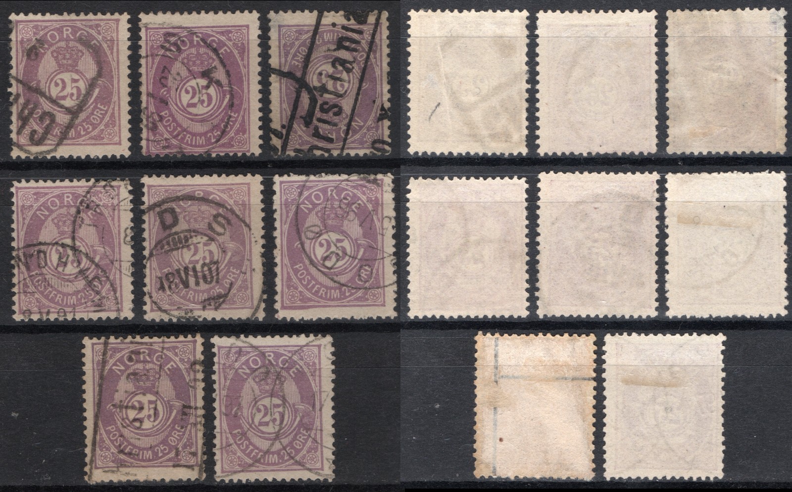 12 Norway 1886-93 NK 55 , Complete set of all 8 types, MI 47. 12 Norway 1886-93 NK 55 , Complete set of all 8 types, MI 47.