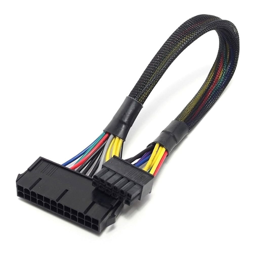 24 Pin to 12 Pin ATX PSU Main Power Adapter Braided Sleeved Cable 30cm