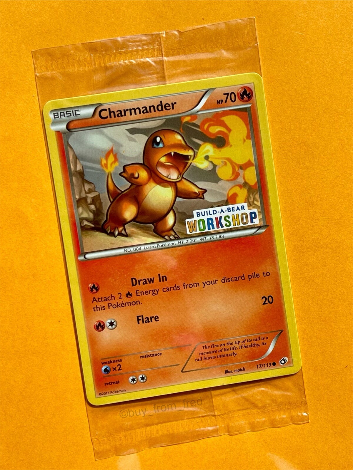 Build a Bear Pokemon Card Charmander Promo Trading Card TCG SEALED NEW