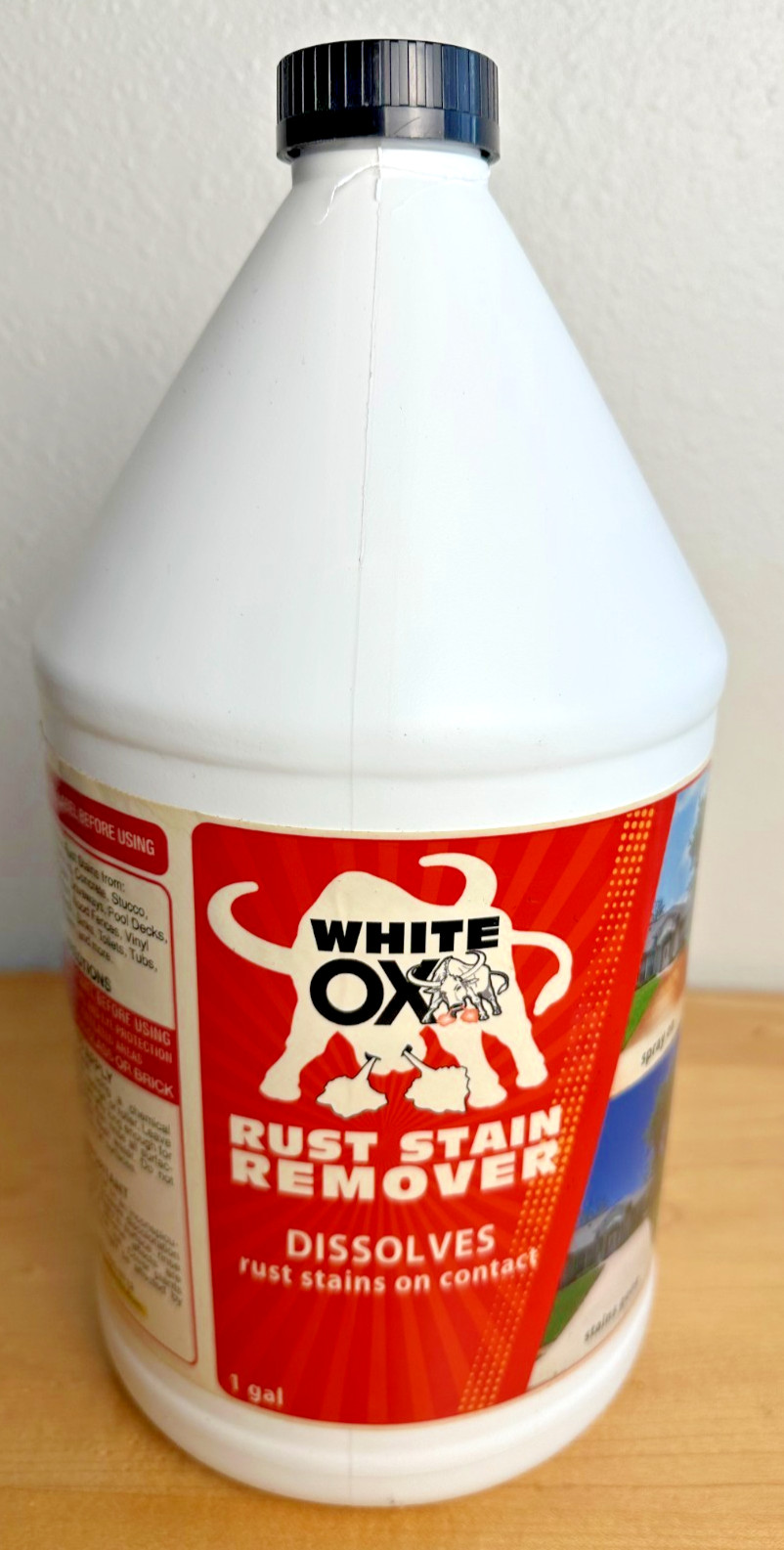 White Ox Rust Stain Remover 1 Gallon Heavy Duty Concrete & Masonry Cleaner