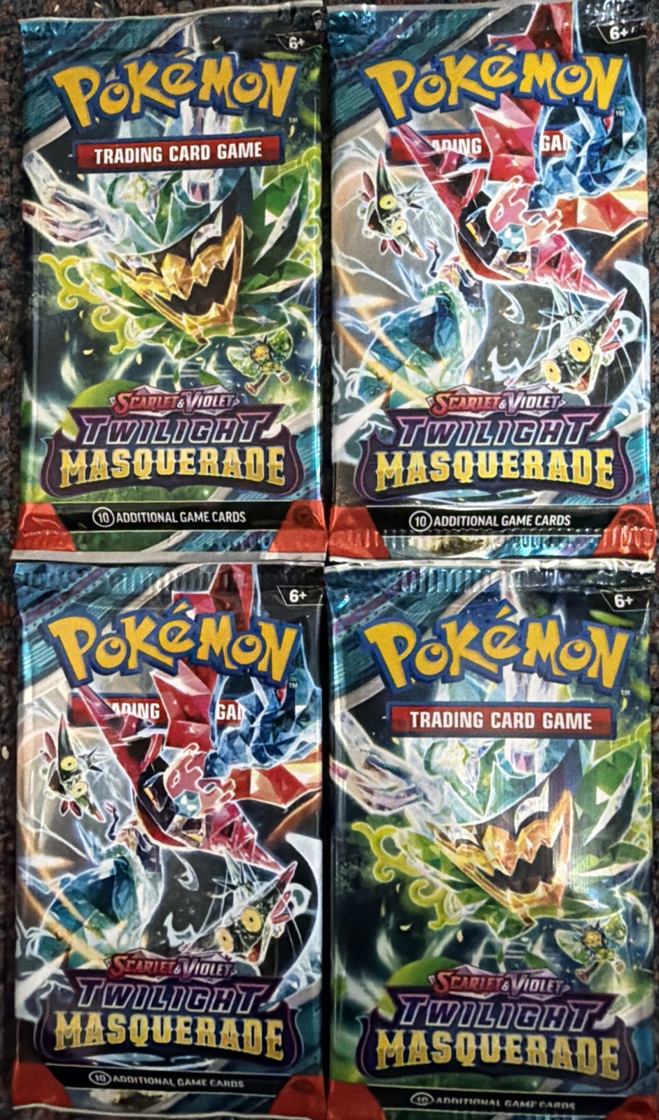 Pokemon TCG S&V Twilight Masquerade Sealed Booster Pack Lot of 4, Art May Vary Pokemon TCG S&V Twilight Masquerade Sealed Booster Pack Lot of 4, Art May Vary