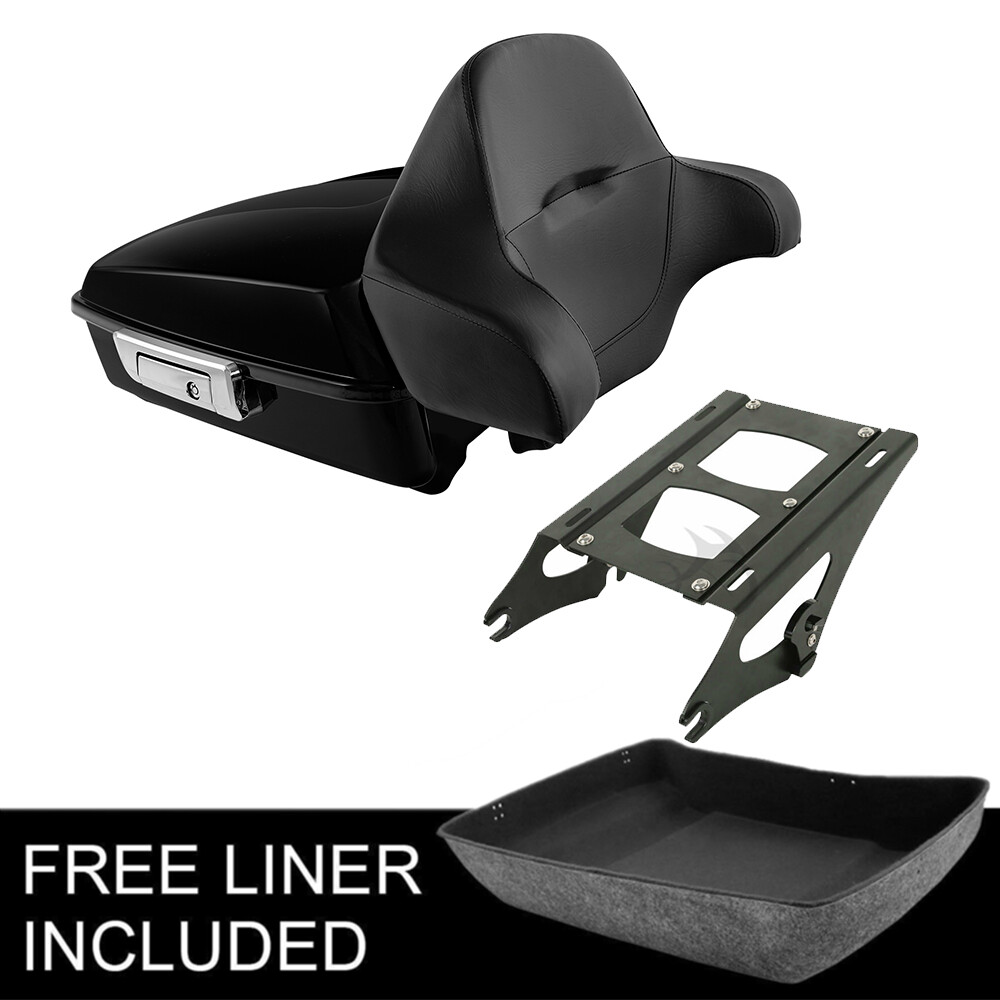 10.7\'\' Chopped Trunk Pad & Two Up Mount Rack Fit For Harley Touring 2014-up