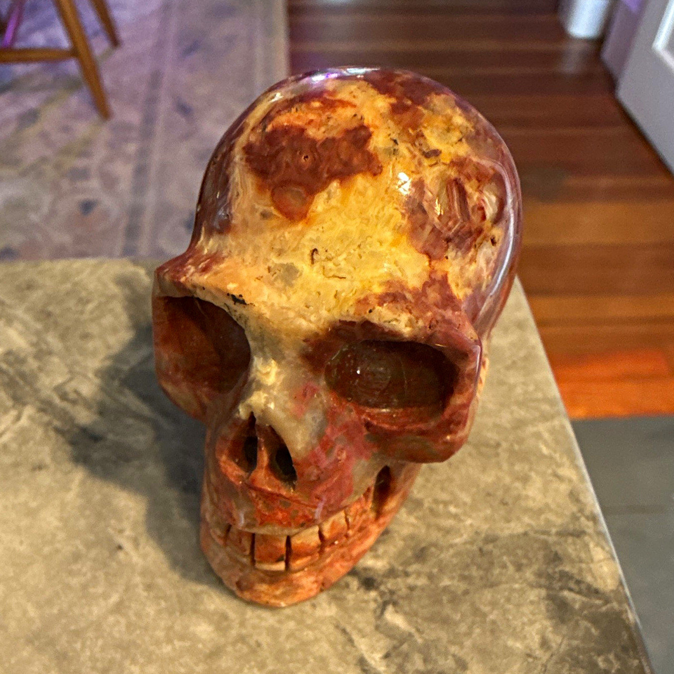 Red Lace Agate Hand Carved Skull