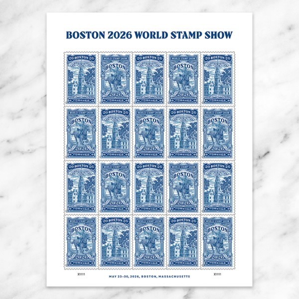 US Boston 2026 World Stamp Show Forever Stamp Scott #6029-6030 (av after 8/14) US Boston 2026 World Stamp Show Forever Stamp Scott #6029-6030 (av after 8/14)