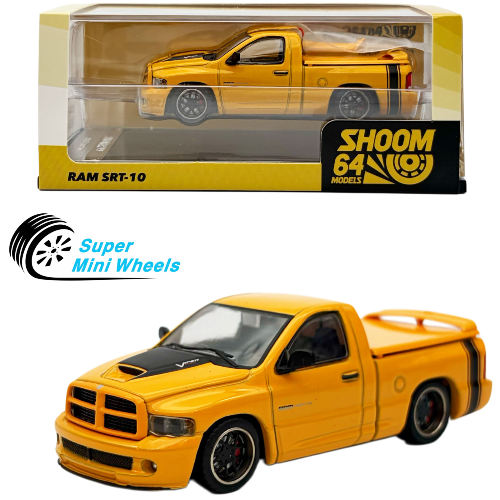 SHOOM64 1:64 2003 Dodge Ram SRT-10 Pickup – Yellow SHOOM64 1:64 2003 Dodge Ram SRT-10 Pickup – Yellow