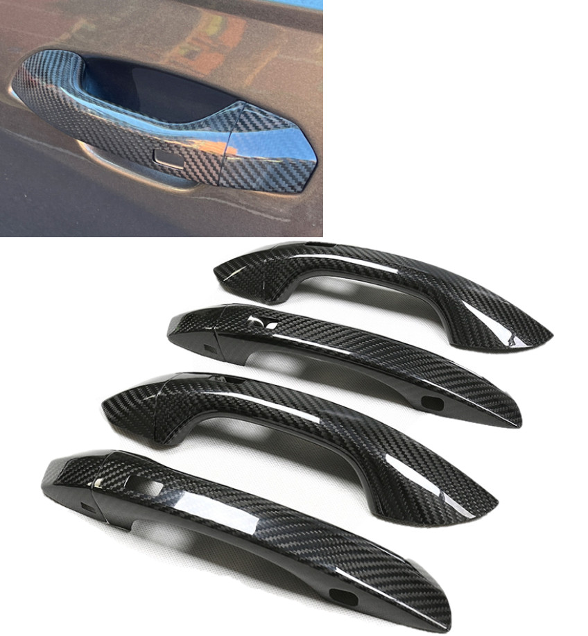 Real Dry Carbon Fiber Keyless Sensor Door Handle Cover Fits 19-25 Q8 SQ8 RSQ8