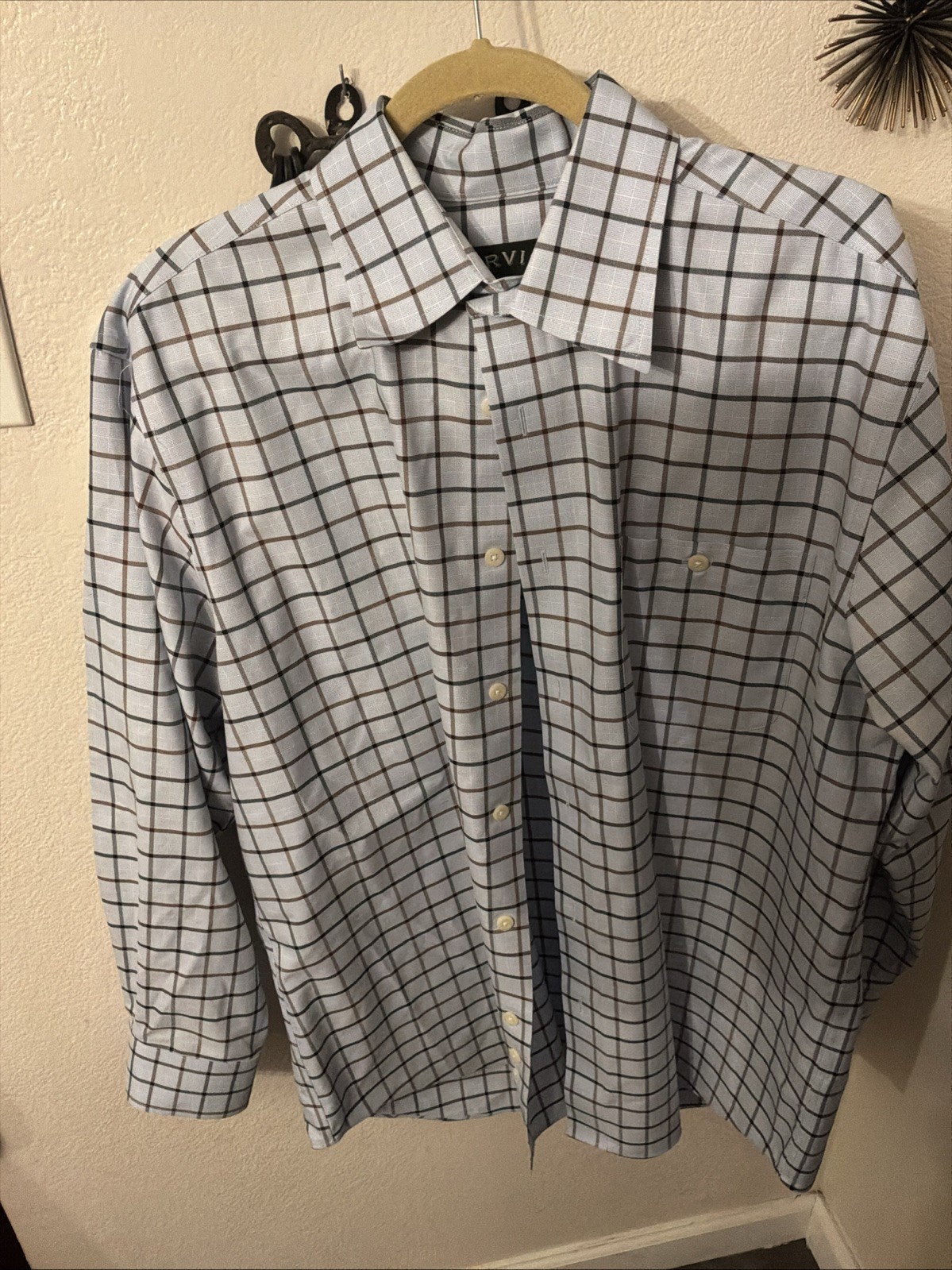 Orvis Men’s Button Up Size, Large, Long Sleeves, Blue, Multicolor Check