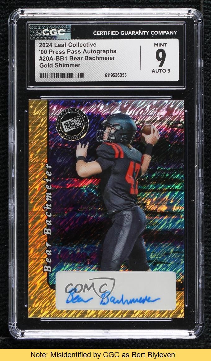 2024 Leaf Metal Collective Gold Shimmer 1/1 Bear Bachmeier CGC 9 Auto READ h8x