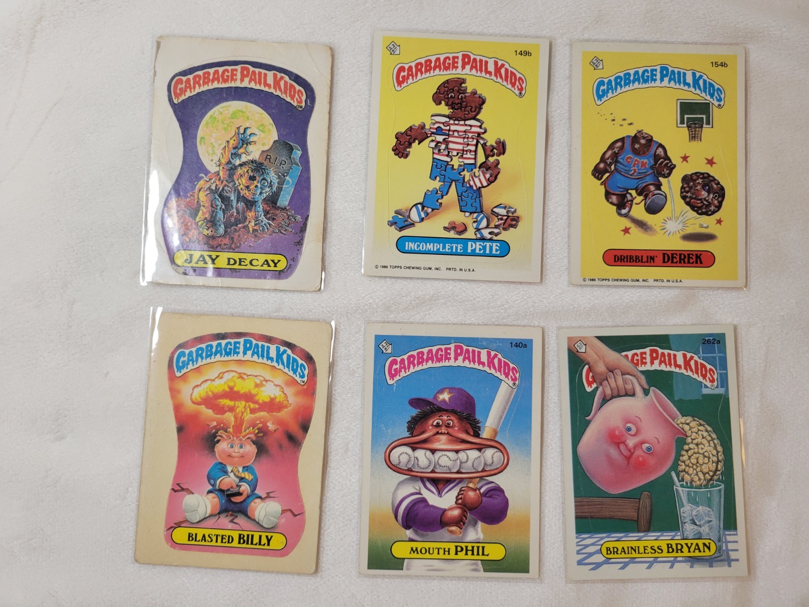 Vintage 1985 1986 Garbage Pail Kids Card Lot of 6  Blasted Billy Jay Deca