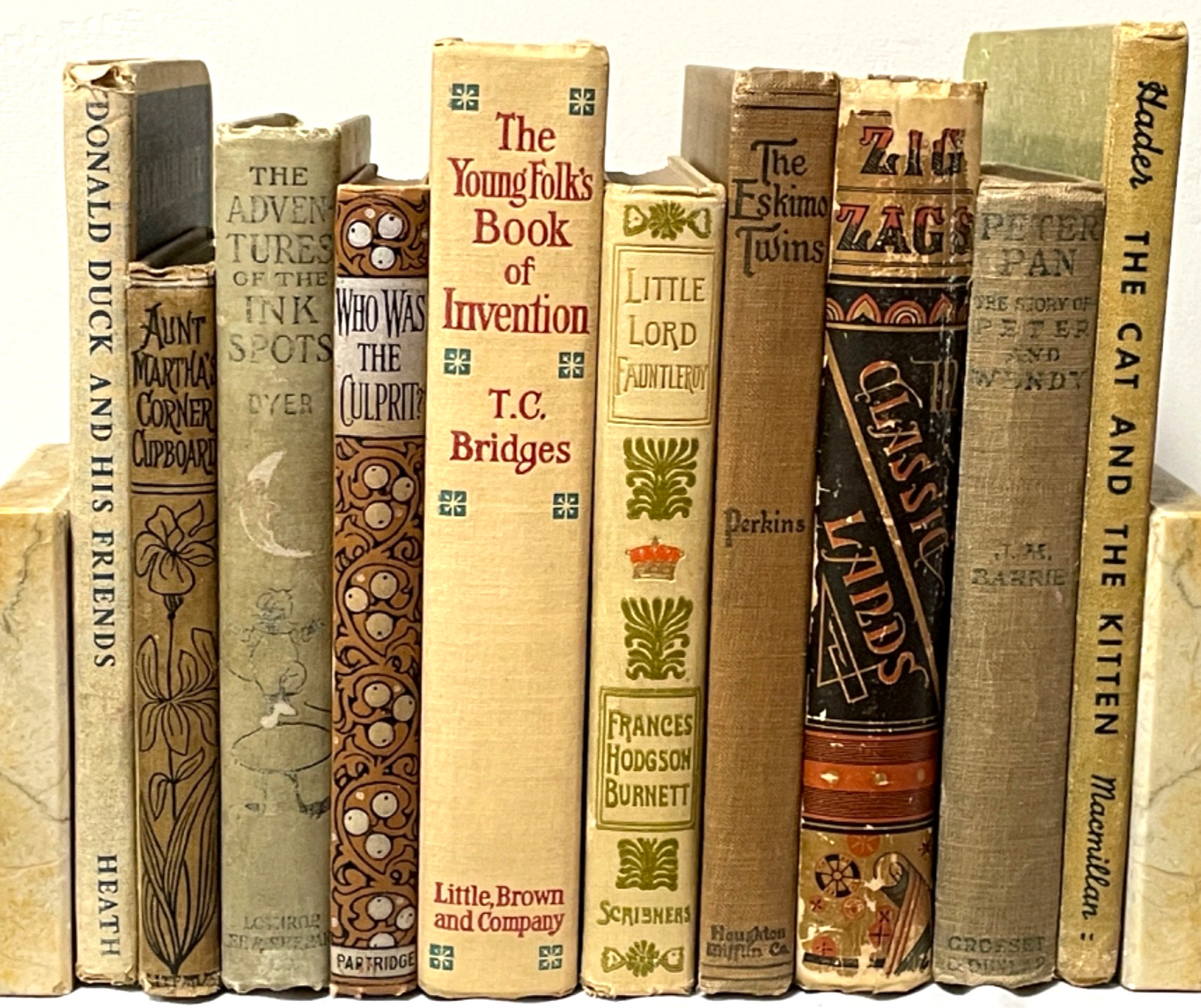 Antique Illustrated Childrens Book Lot 10 Decorative Bindings Classics 1891-1940