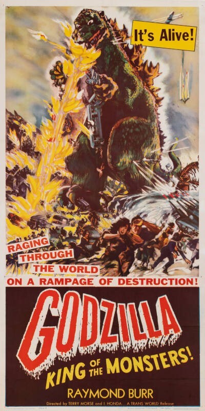 1956 Godzilla Vintage Horror Movie Poster Print Style D 24x12 9mil PAPER