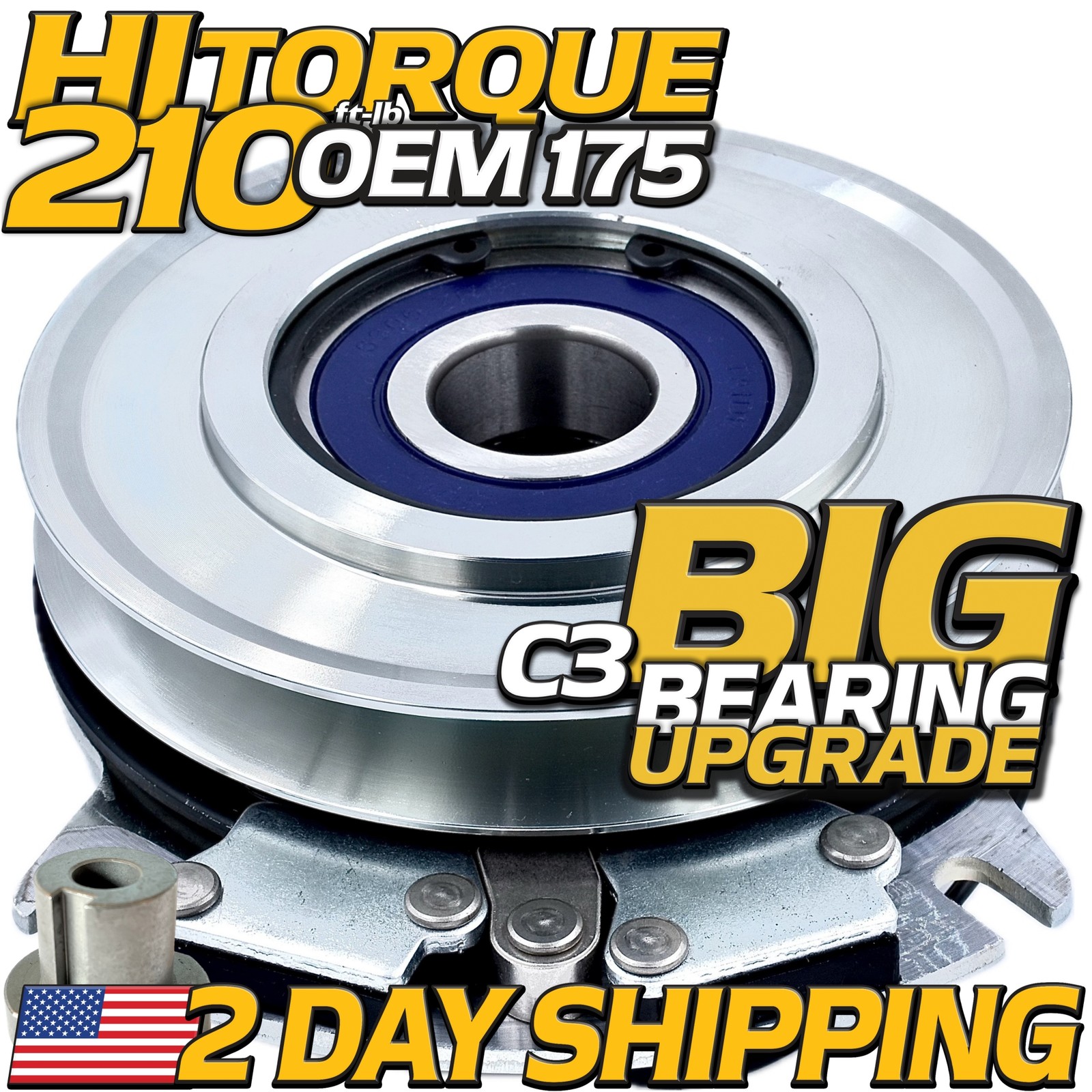 HiTorque 210ftlb (OEM 175) BIGBearing Billet Pulley PTO Clutch for Warner 5218-5
