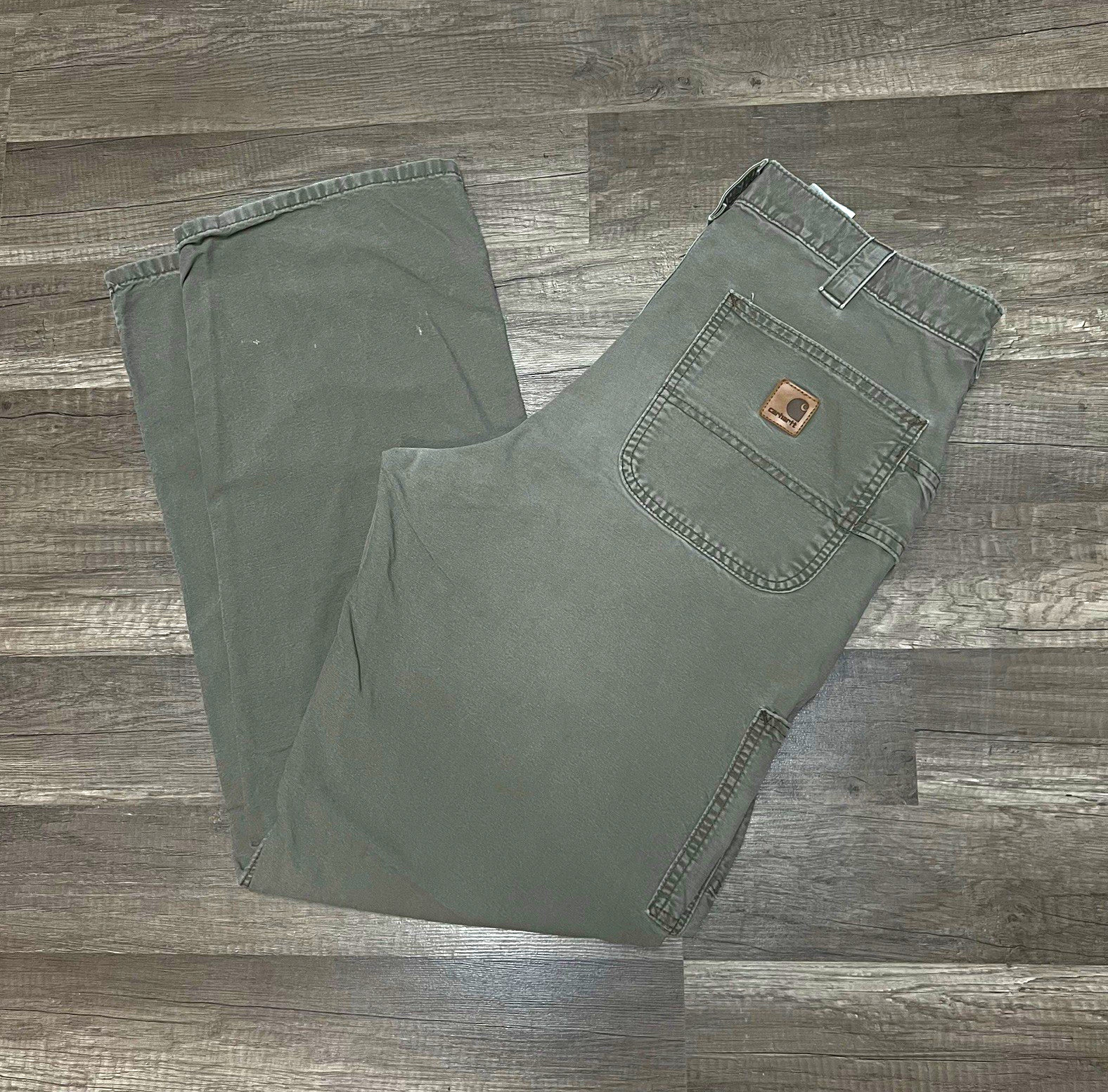 Carhartt B11 DKH Men\'s Canvas Cotton Work Pants Gray 34x34 Construction