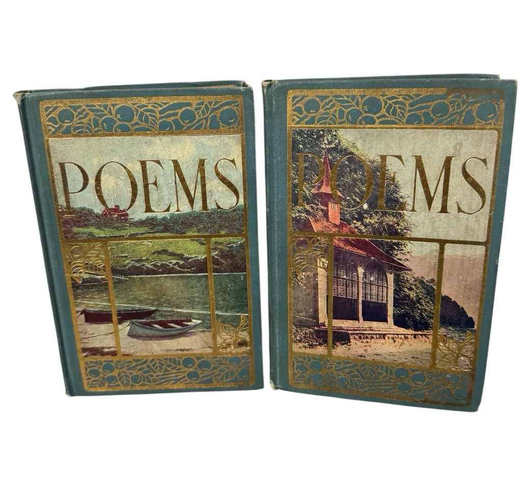 1890s Victorian Book Poems by Henry W. Longfellow Volume 1 & 2 Henry Altemus Co